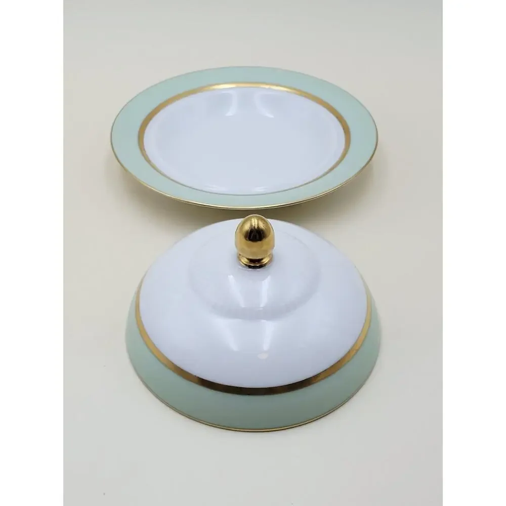 Tirschenreuth Clyde Porcelain Butter Dish Mint Green 4245 Mid-Century